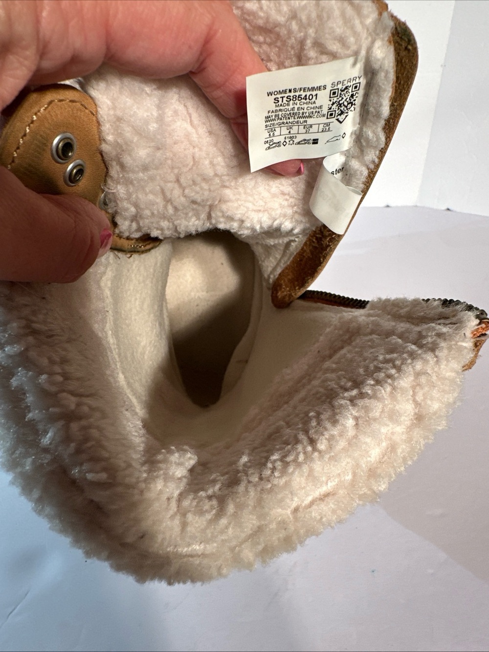 Sperry Woman’s Top-Sider Saltwater Tall Leather Duck Boot Tan US 6.5 Faux Fur - Picture 8 of 9